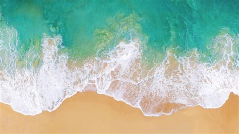 Wallpaper Beach Sand Waves Foam Aerial View Resolution3840x2160