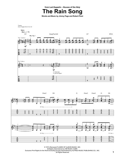 The Rain Song By Led Zeppelin Guitar Tab Guitar Instructor