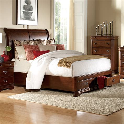 Homelegance Karla Brown Cherry Queen Sleigh Bed With Integrated Storage