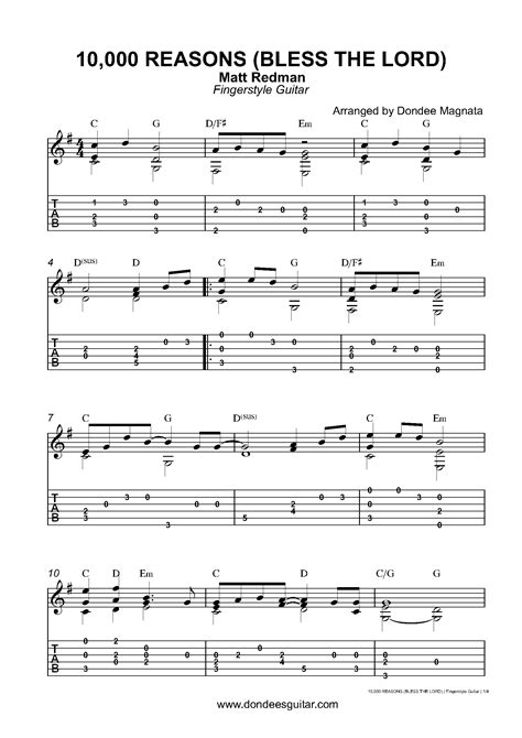 10000 Reasons Fingerstyle Tabs - Dondee's Guitar