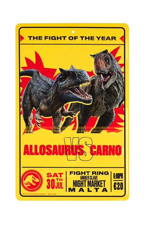 Jurassic World Malta Fight Night Poster Metal Sign Universal Orlando