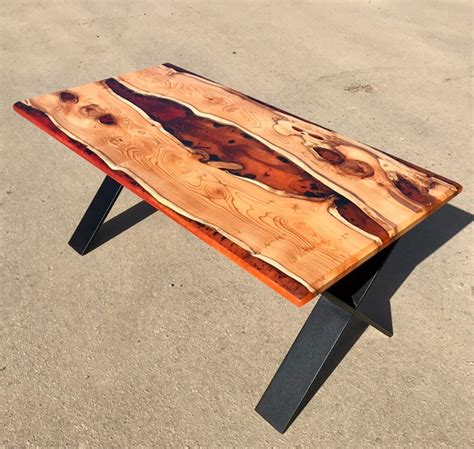 Live Edge Resin River Coffee Table In Yew Lava Effect Resin Etsy Uk