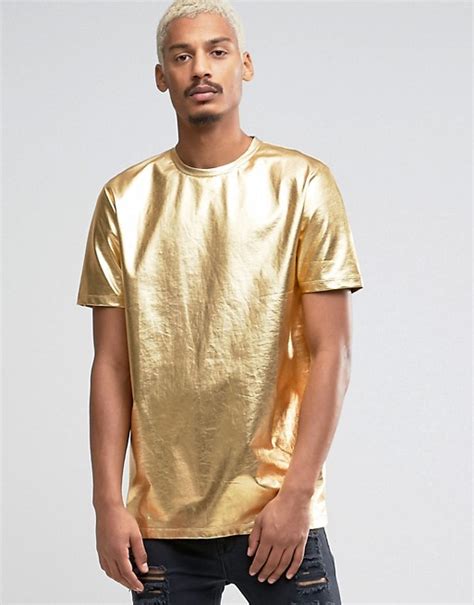 Shop the latest mens gold shirt deals on aliexpress. ASOS | ASOS Longline Metallic T-Shirt In Gold