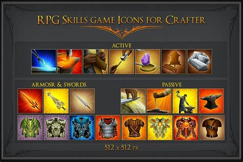 Free Rpg Skill Icons For Crafter Blacksmith And Gnome