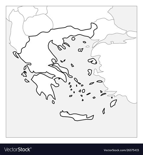 Map Greece Black Thick Outline Highlighted Vector Image