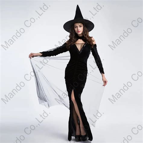 Buy Elastic Fabric 3pcs Set Womens Cosplay Costume Sexy Black Witch Fancy Silm