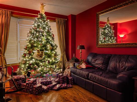 무료 이미지 나무 빨간 거실 방 크리스마스 트리 인테리어 디자인 크리스마스 장식 Hdr 등 2013 년