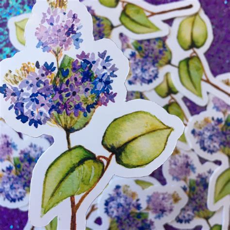 Lilac Stickers Wildflower Decals Purple Handpainted Flowers Etsy