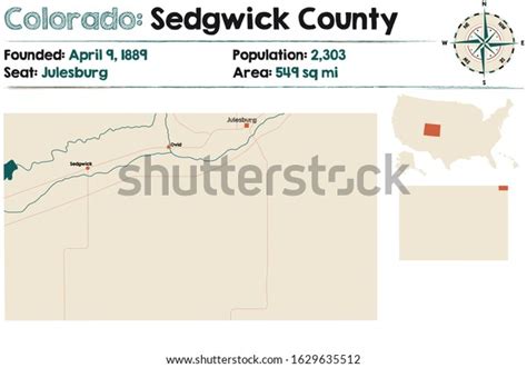 Large Detailed Map Sedgwick County Colorado Stock Vector Royalty Free