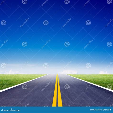 Highway Road With Blue Sky Stock Photo Image Of Pavement 65762788