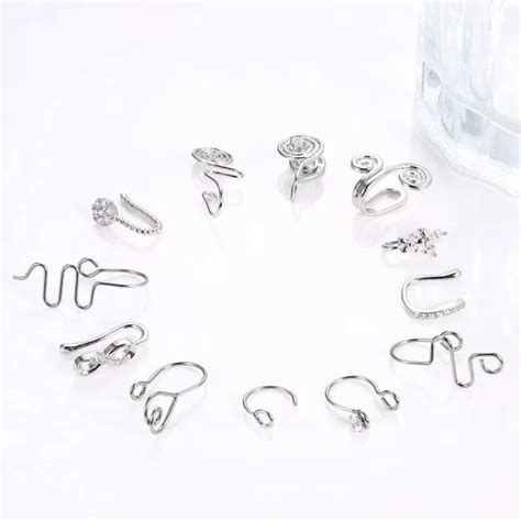 Dropship 12Pcs African Nose Cuff Non Piercing 14k Gold Plated Fake