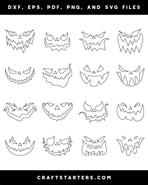 Scary Jack O Lantern Face Outline Patterns Dfx Eps Pdf Png And