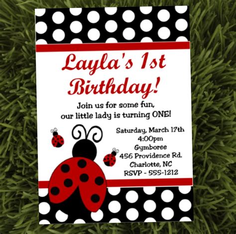 Ladybug Birthday Party Invitations Printable Or Printed