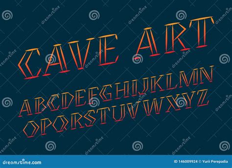 Cave Art Alphabet Stylish Handwritten Font Stock Vector Illustration