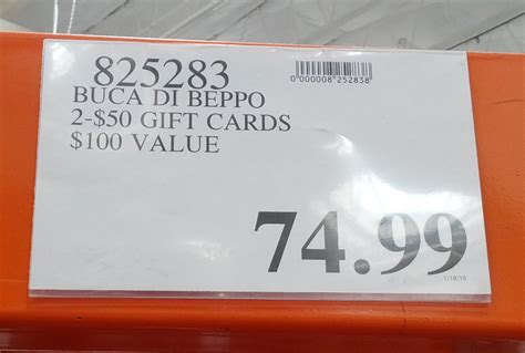 Present this card for food, beverage, tip, or products at any buca, inc. Buca di Beppo Italian Restaurant 2 $50 gift cards for $75 | Costco Weekender
