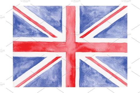 Watercolor British Flag Flag Drawing British Flag Hand Painting Art