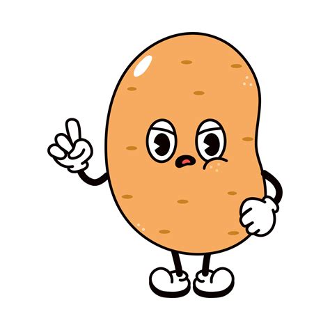 Cute Angry Sad Potato Character Vector Hand Drawn Traditional Cartoon