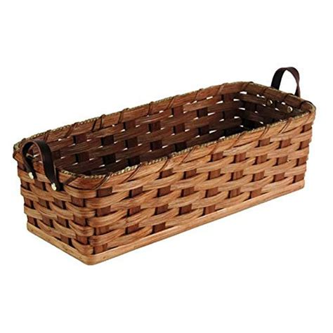 Amish Handmade Bread Basket With Leather Loop Handles