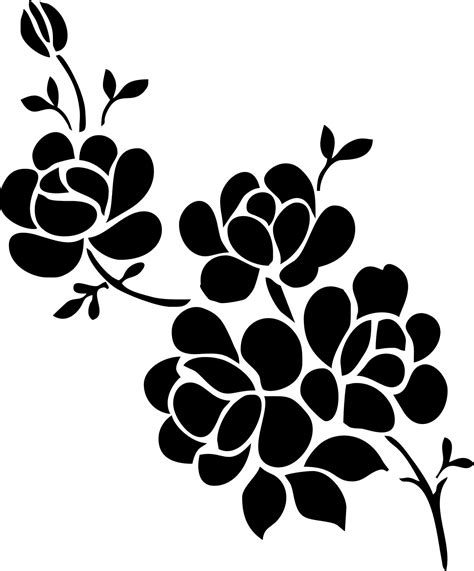 Clipart Black And White Simple Flower Design Tattoo Stencils Simple