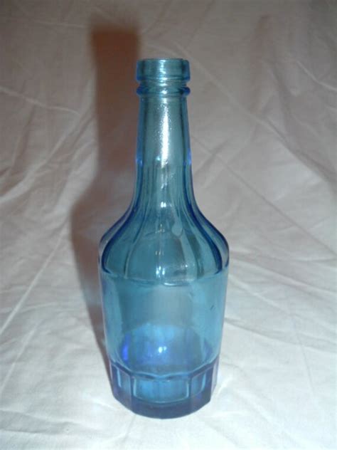 Vintage Blue Glass Bottle Marked Wheaton N J