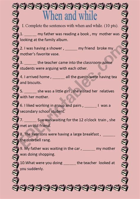 When And While Worksheet Esl Worksheet By Mily