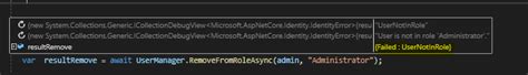 C Asp Net Core Identity Usermanager Removefromroleasync Always