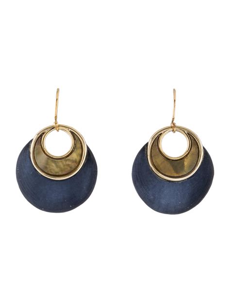Gold Tone Alexis Bittar Pop Surrealist Drop Earrings Featuring Metallic Resin At Back Of Piece