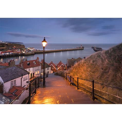 199 Steps At Night Mounted Photo Print A3 And A4 The Whitby Guide