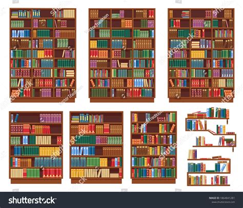 Bookcase Bookshelf Books Library Shelves Vector Stock Vector Royalty