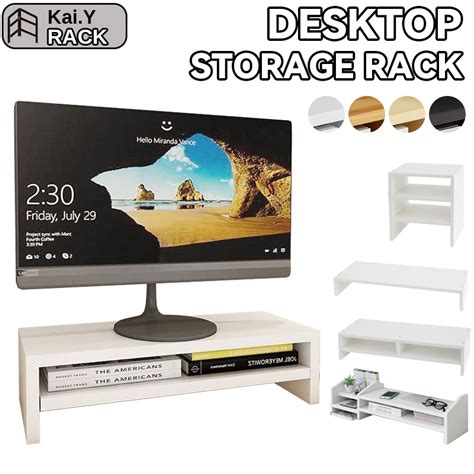 Wooden Desktop Storage Rack Computer Monitor Increase Shelf Desktop