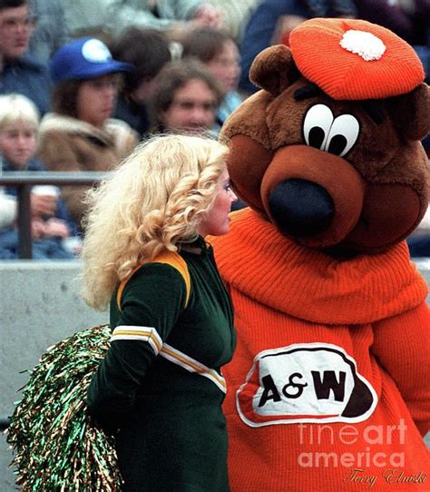 Edmonton Eskimos Football Cheerleader And Root Bear 1982 By Terry