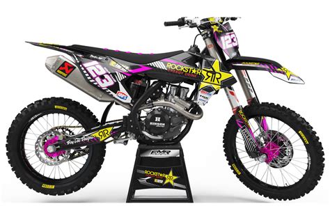 Custom Dirt Bike Graphics Kit Rockstar Limited Edition Ca19p Pink