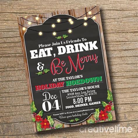 Holiday Hoedown Invitation Country Christmas Invitation Holiday Invitation Printable Western