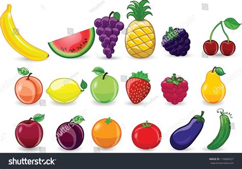 Cartoon Fruits Vegetables Stock Vector 116684527