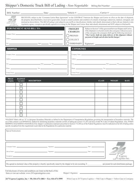 Bill Of Lading Templates Edit And Share Airslate Signnow