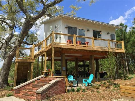 Piling and stilt home heights typically range from a few feet above ground to as much as 10 to 20 feet or more in coastal, hurricane and flood plain areas. Family's 576 Sq. Ft. Stilt Beach House