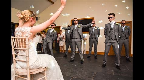 Surprise Wedding Dance Groomsmen Surprise The Bride With Epic Dance Youtube