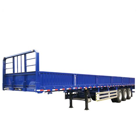3 Axles 20 40 Feet Container Flatbed Cargo Transport Side Wall Semi