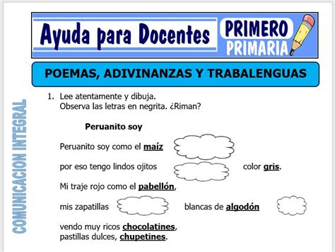 Poemas Adivinanzas Y Trabalenguas Para Primero De Primaria Ayuda My Xxx Hot Girl