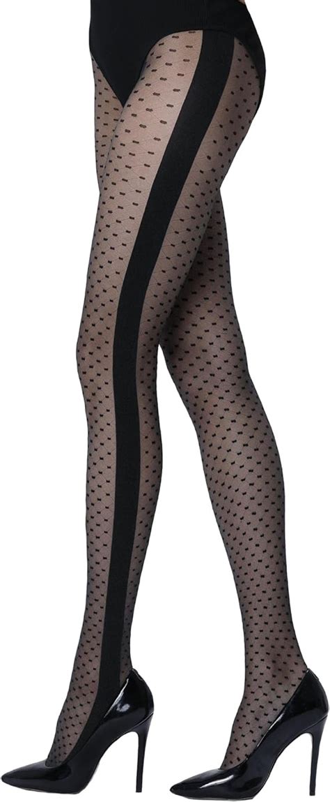 Zoe Womens Patterned Black Tights By Aurellie Sizes Small Large