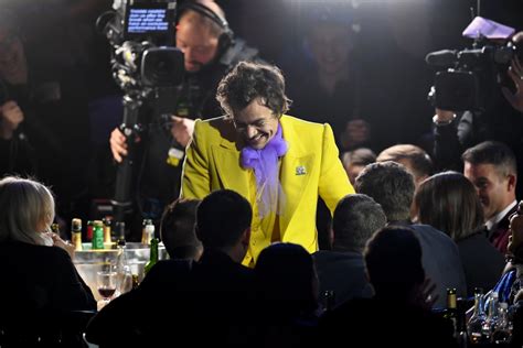 Harry Styles Yellow Marc Jacobs Suit At The Brit Awards 2020 Popsugar