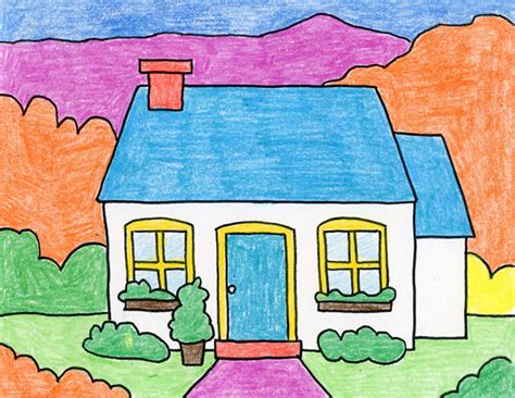 Beautiful House Drawing Colour Full