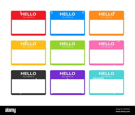 Hello My Name Is Name Tag Set Label Sticker On White Background Vector Illustration Stock