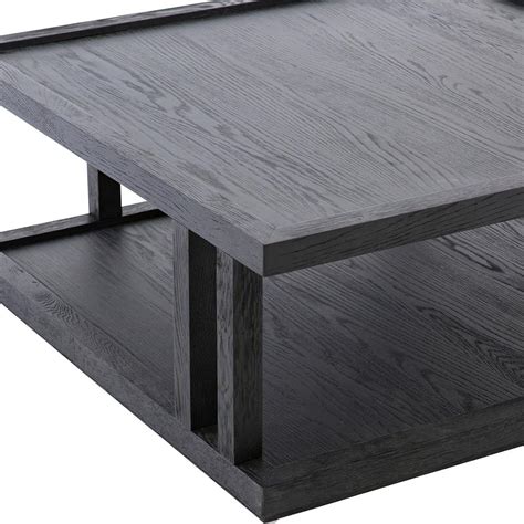 Cally Modern Classic Black Oak Square Coffee Table Kathy Kuo Home