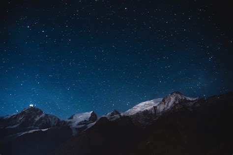 Wallpaper Starry Sky Mountains Night Hd Widescreen High Definition Fullscreen
