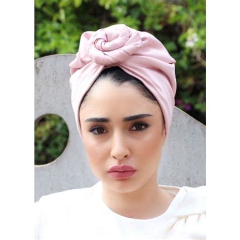 Rona Handmade Turbans Flower Turban In Light Pink Satin Silk 55