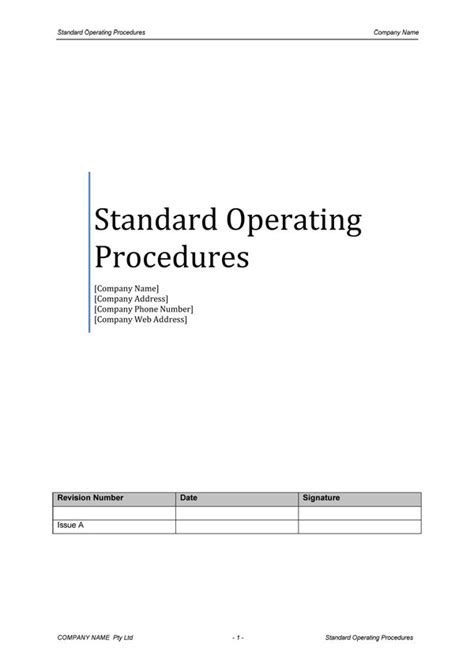 Standard Operating Procedure Template Download Digital