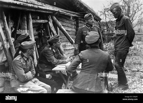Russian Prisoners Of War Being Interrogated By German Soldiers Black