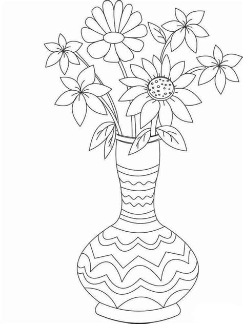 Flowers In A Vase Coloring Pages Download And Print Flowers In A Vase
