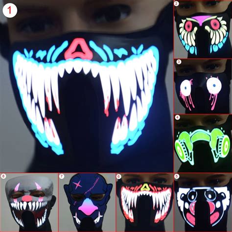 Waterproof Cosplay Mask Light Up Flashing Luminous Halloween Party